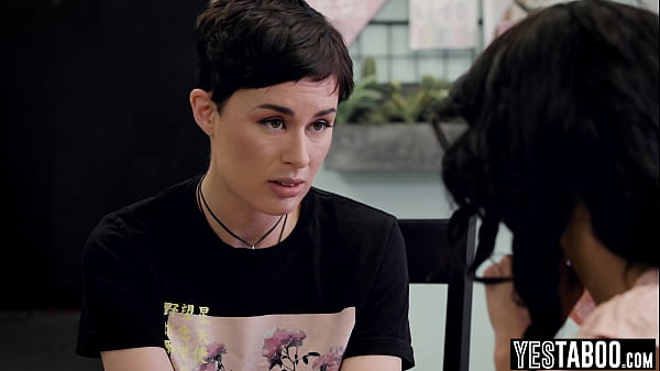 Busty petite lesbian cougar seduces her slender ebony friend for some hardcore sex