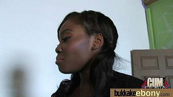 Ebony babe sucks too many white cocks 11