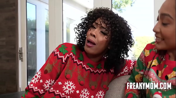 StepMother and Stepaughter threesome with x-mas